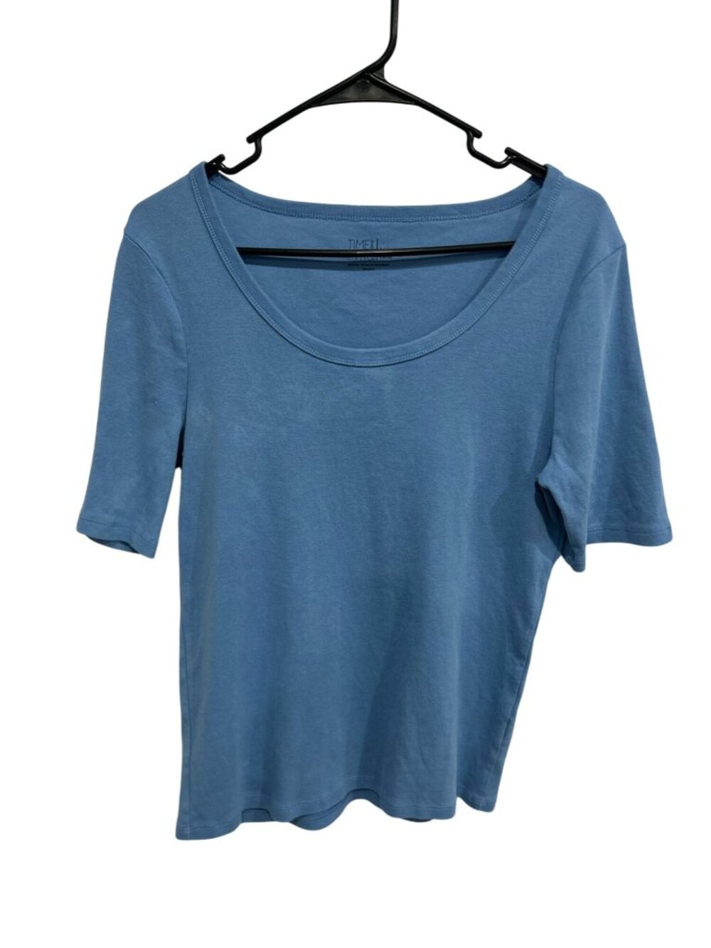 Time And Tru Large Blue Scoop Neck Short Sleeve T-Shirt Minimalist Clean Girl